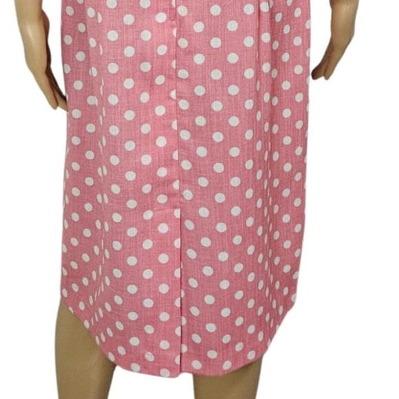 1940s Peach Polka Dot Rockabilly Short Sleeve Midi Back Long Zipper Dress SZ 14 - Picture 7 of 10